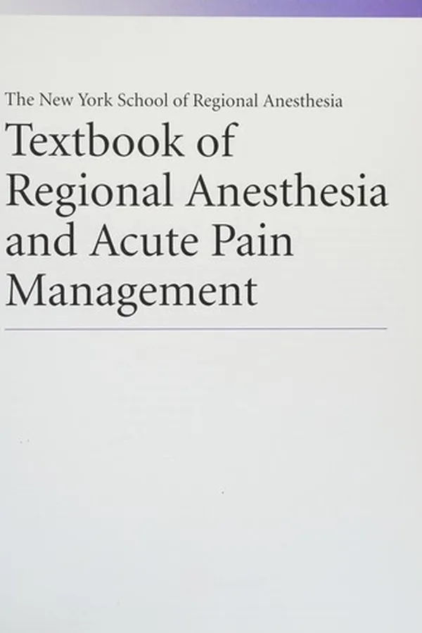Capa de Textbook of regional anesthesia and acute pain management