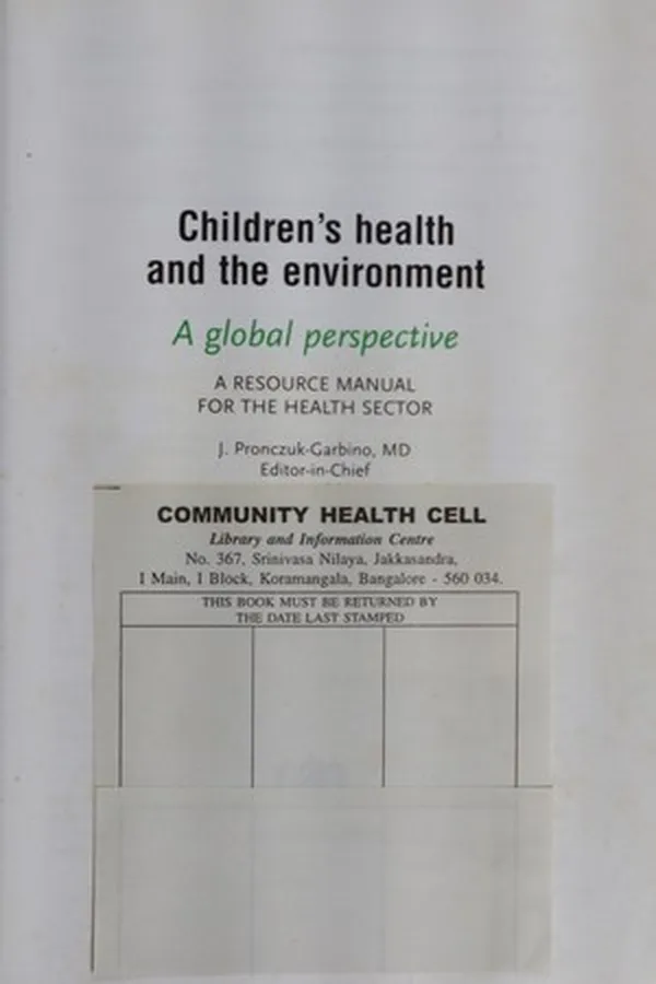 Capa de Children's Health And the Environment;