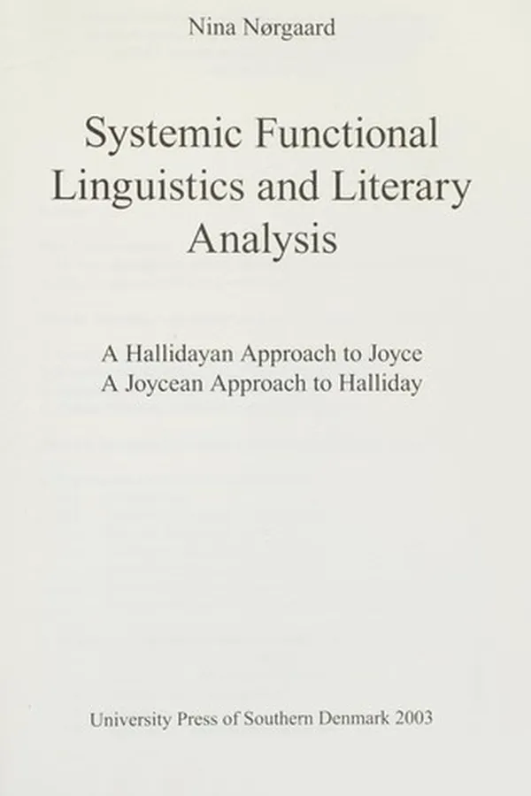 Capa de Systemic functional linguistics and literary analysis