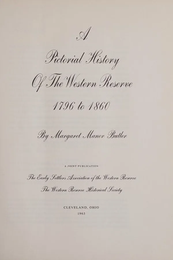 Capa de A pictorial history of the Western Reserve 1796-1860