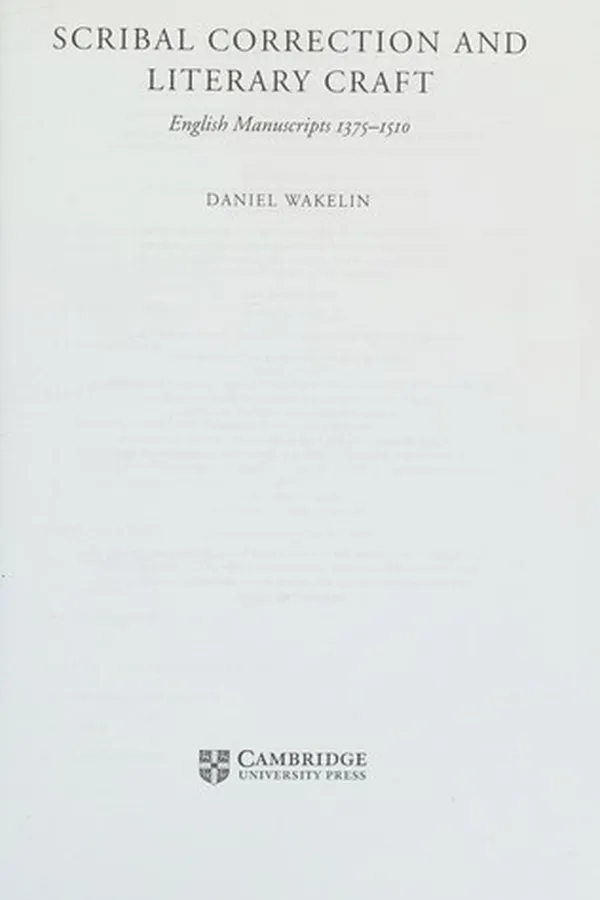 Capa de Scribal Correction and Literary Craft