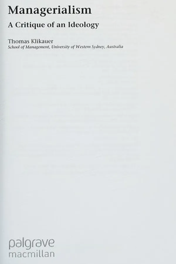 Cover of Managerialism