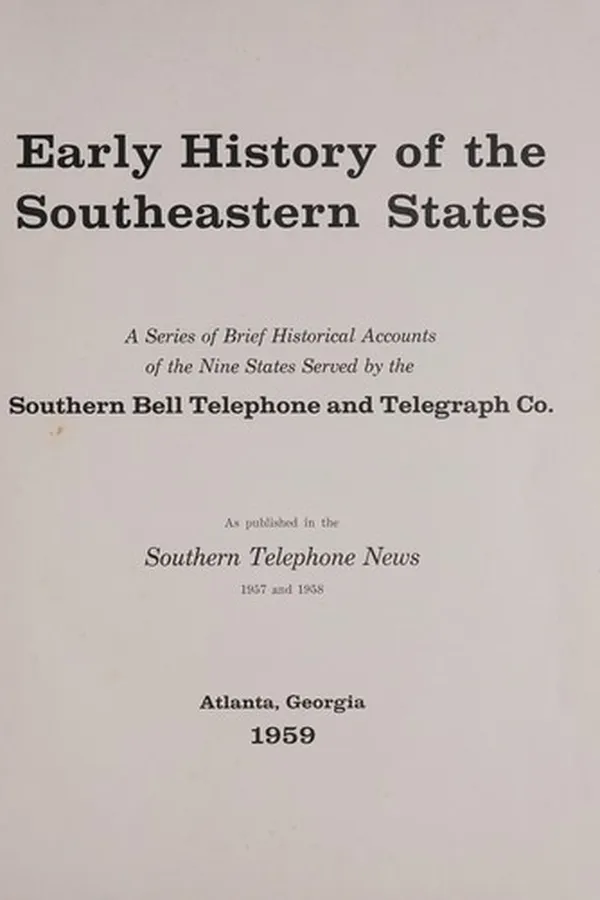 Capa de Early history of the Southeastern States