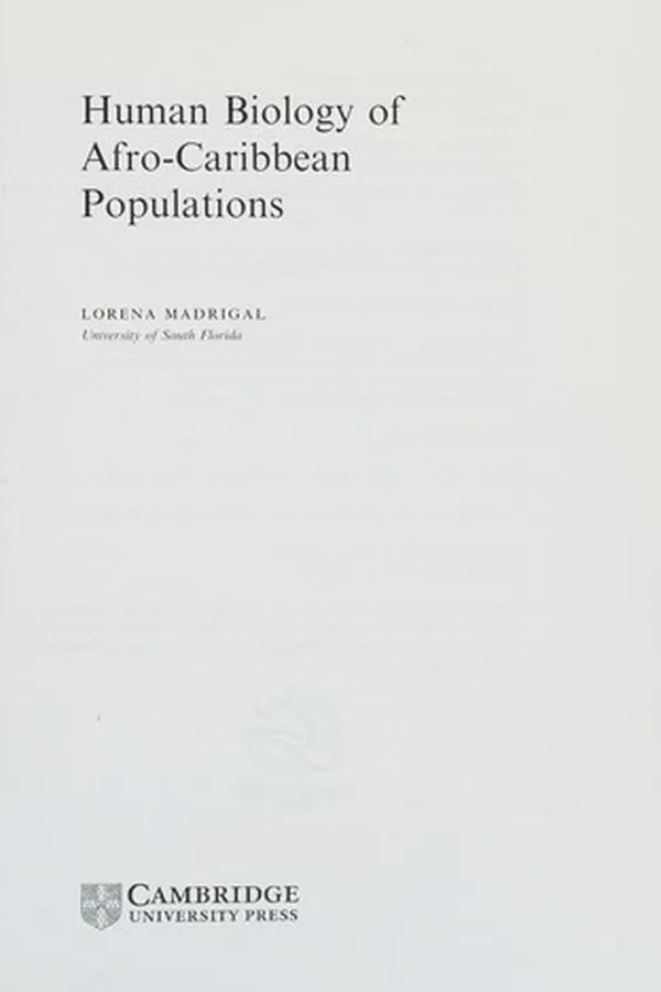 Capa de HUMAN BIOLOGY OF AFRO-CARIBBEAN POPULATIONS