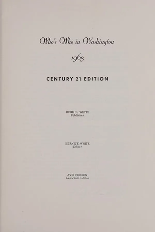 Capa de Who's who in Washington 1963