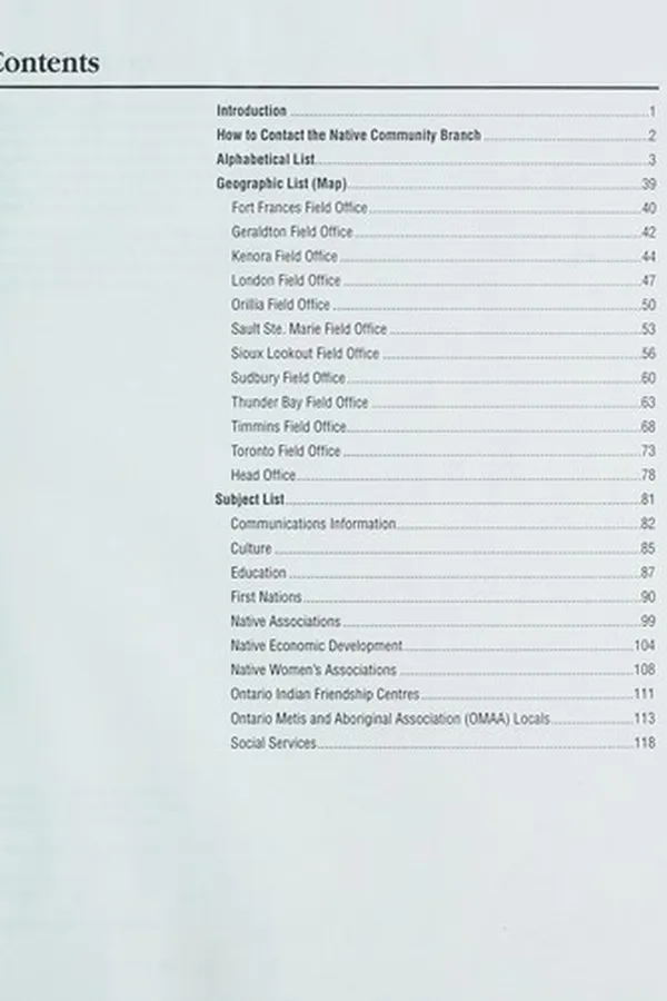 Capa de Native communities and organizations in Ontario