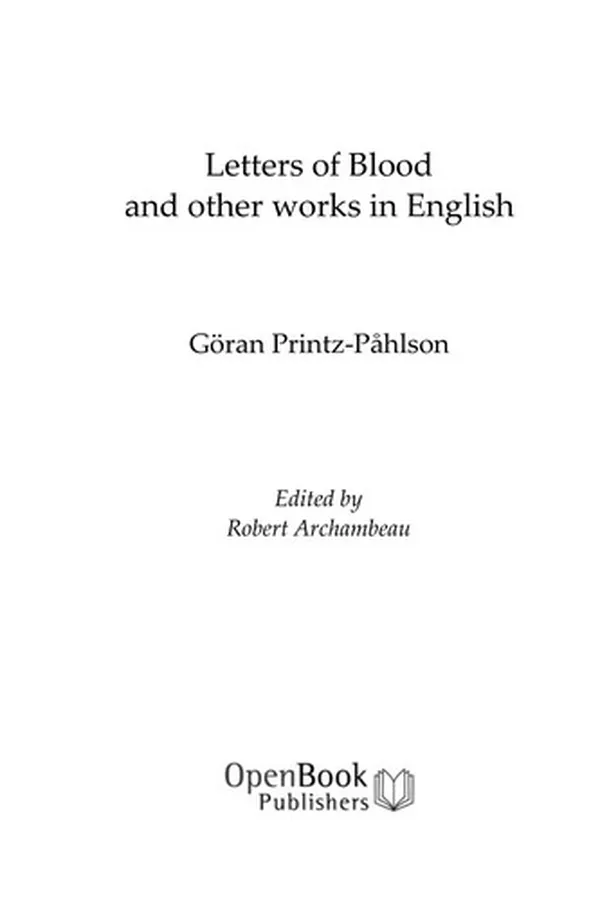 Capa de Letters of Blood and Other Works in English