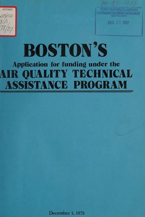 Capa de Boston's application for funding under the air quality technical assistance program