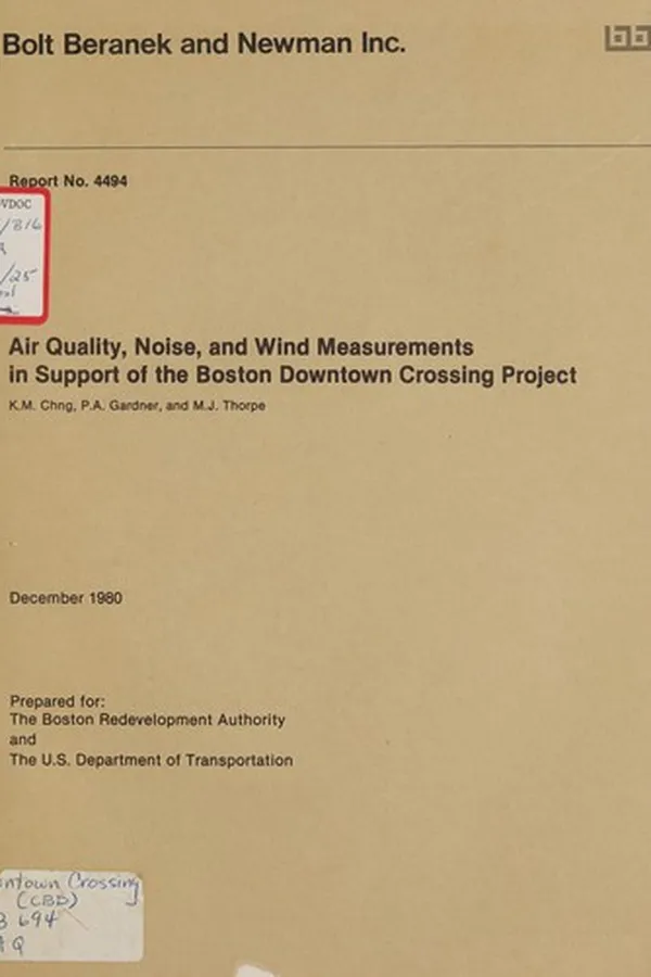 Capa de Air quality, noise, and wind measurements in support of the Boston downtown crossing project