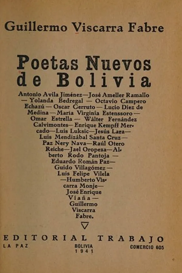 Capa de Poetas nuevos de Bolivia