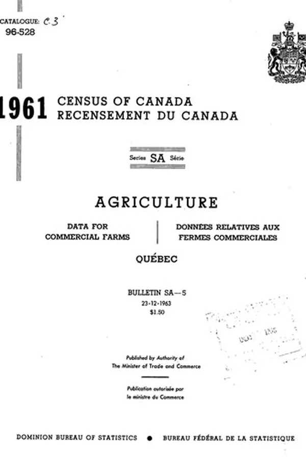 Capa de Data for commercial farms = Données relatives aux fermes commerciales.