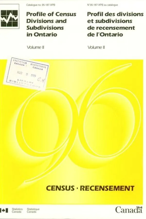 Capa de Profile of census divisions and subdivisions in Ontario = Profil des divisions et subdivisions de recensement de l'Ontario.