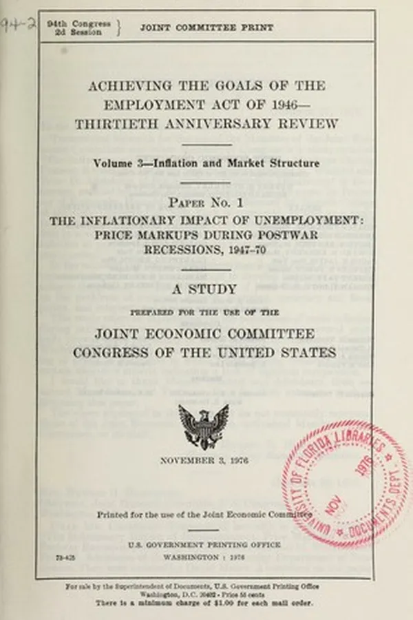 Capa de Achieving the goals of the Employment act of 1946--thirtieth anniversary review