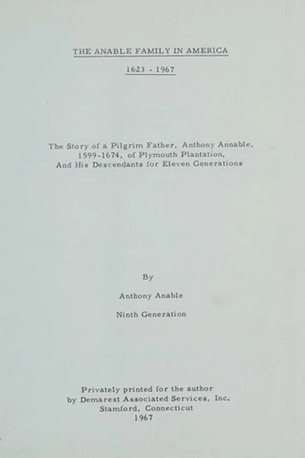 Capa de The Anable family in America, 1623-1967