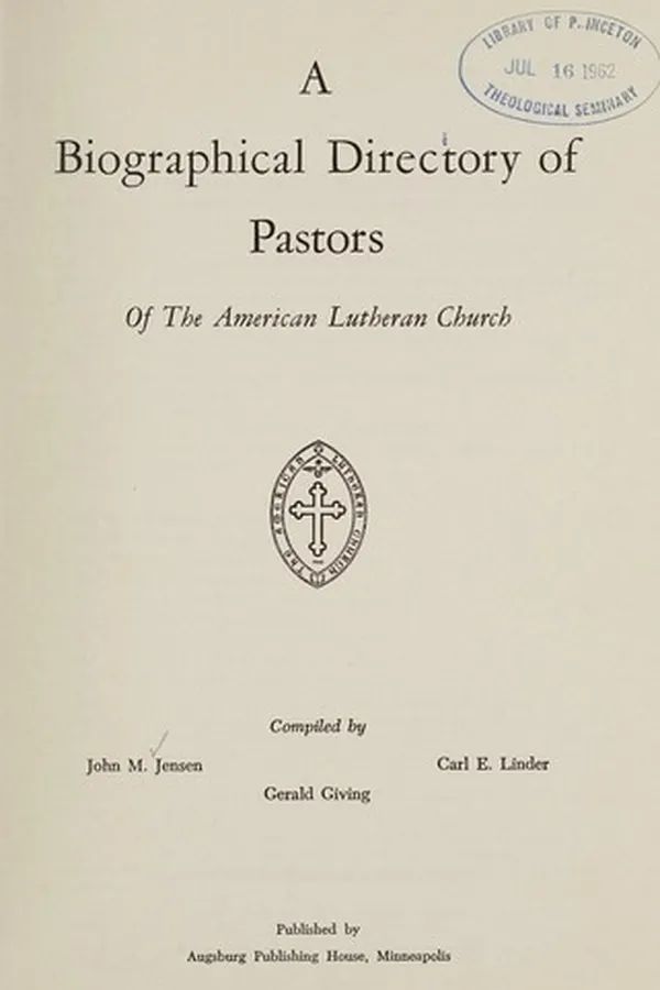 Capa de A biographical directory of pastors of The American Lutheran Church
