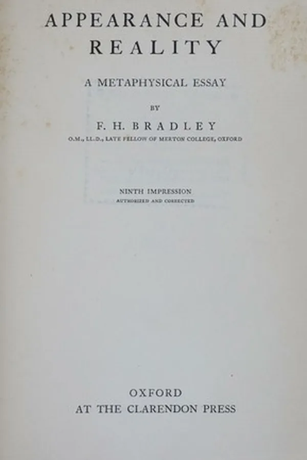 Cover of appearance and reality