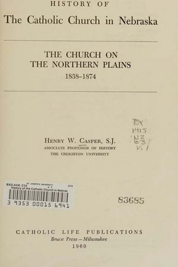 Capa de History of the Catholic Church in Nebraska