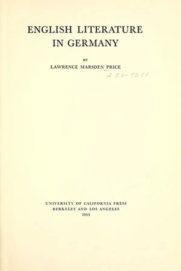 Capa de English literature in Germany