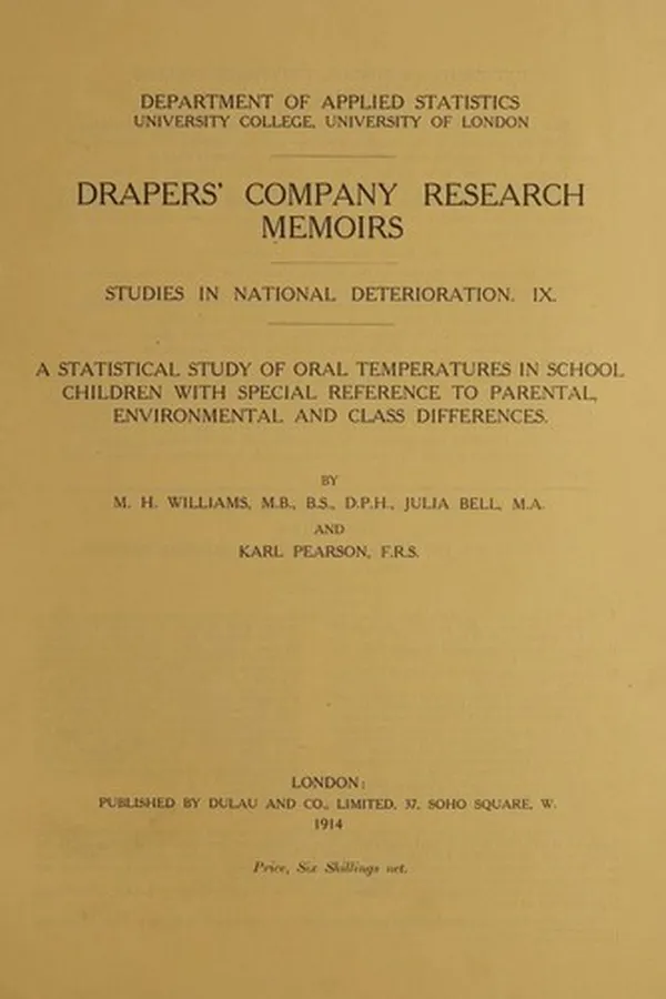 Capa de A statistical study of oral temperatures in school children