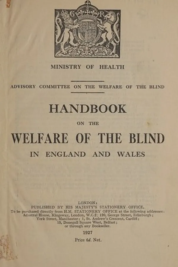 Capa de Handbook on the welfare of the blind in England and Wales