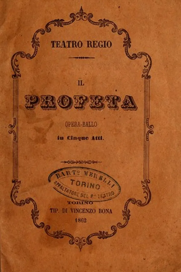 Capa de Il profeta opera-ballo in cinque atti