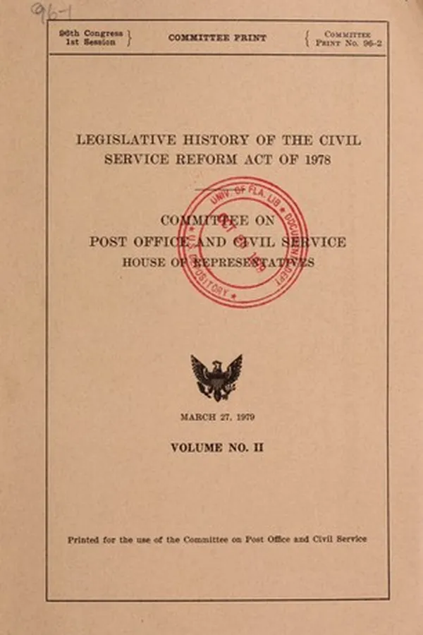 Capa de Legislative history of the Civil Service Reform Act of 1978