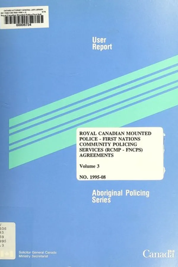 Capa de Royal Canadian Mounted Police-First Nations Community Policing Services (RCMP-FNCPS) agreements