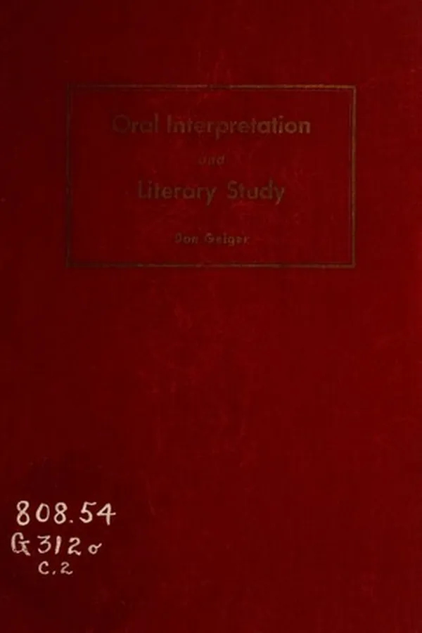 Cover of Oral interpretation and literary study