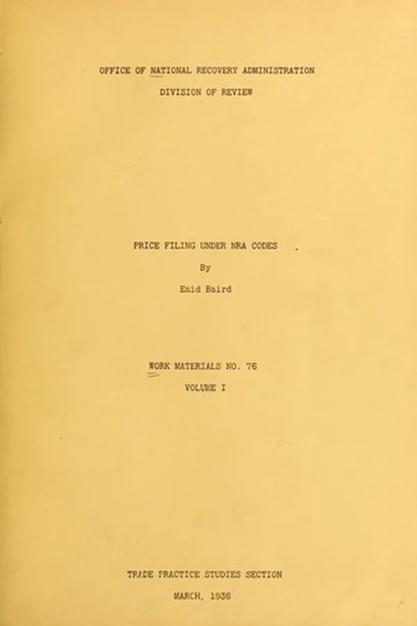 Capa de Price filing under NRA codes