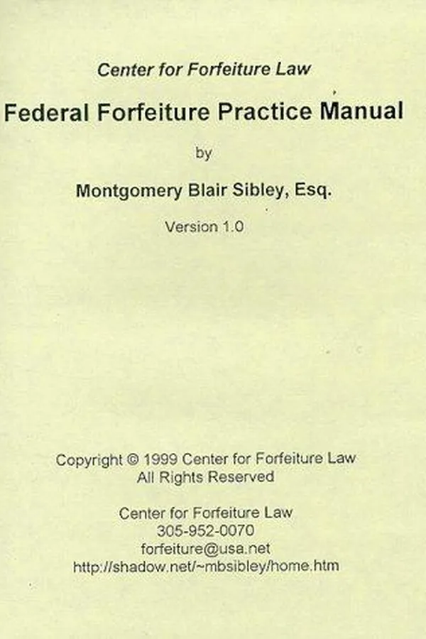 Capa de Federal forfeiture practice manual