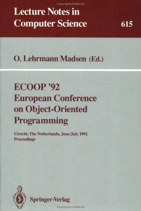 Capa de ECOOP '92, European Conference on Object-Oriented Programming, Utrecht, The Netherlands, June 29-July 3, 1992
