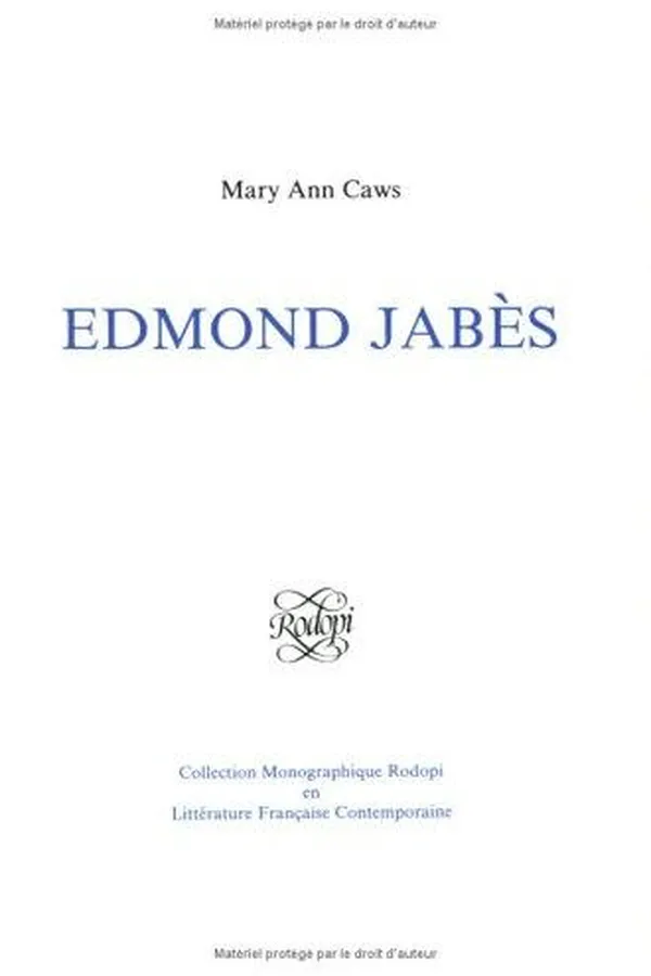 Cover of Edmond Jabès