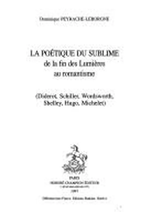 Capa de La poétique du sublime de la fin des Lumières au romantisme