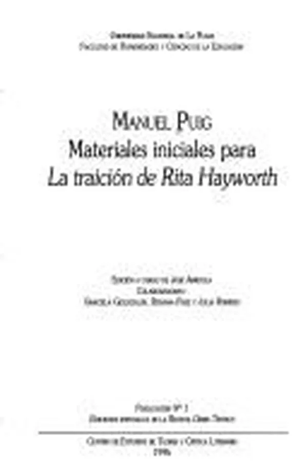 Capa de Materiales iniciales para La traición de Rita Hayworth