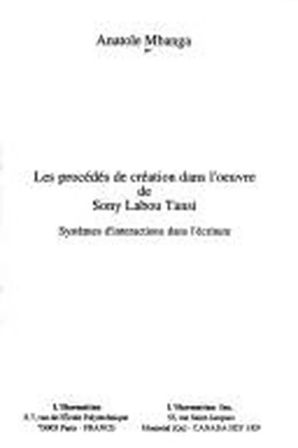 Capa de Les procédés de création dans l'œuvre de Sony Labou Tansi