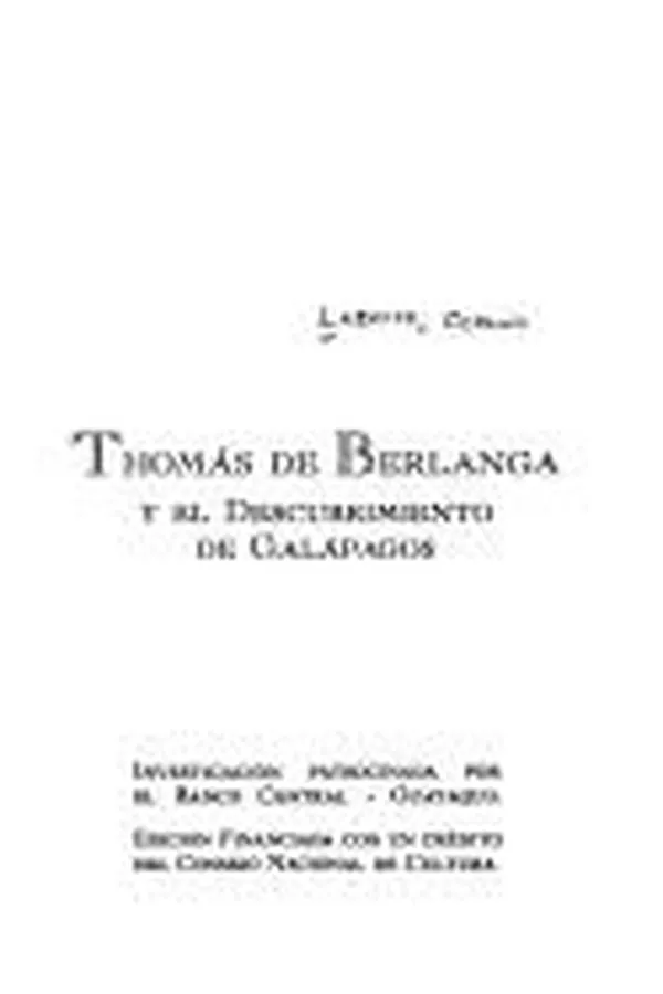 Capa de Thomás de Berlanga y el descubrimiento de Galápagos