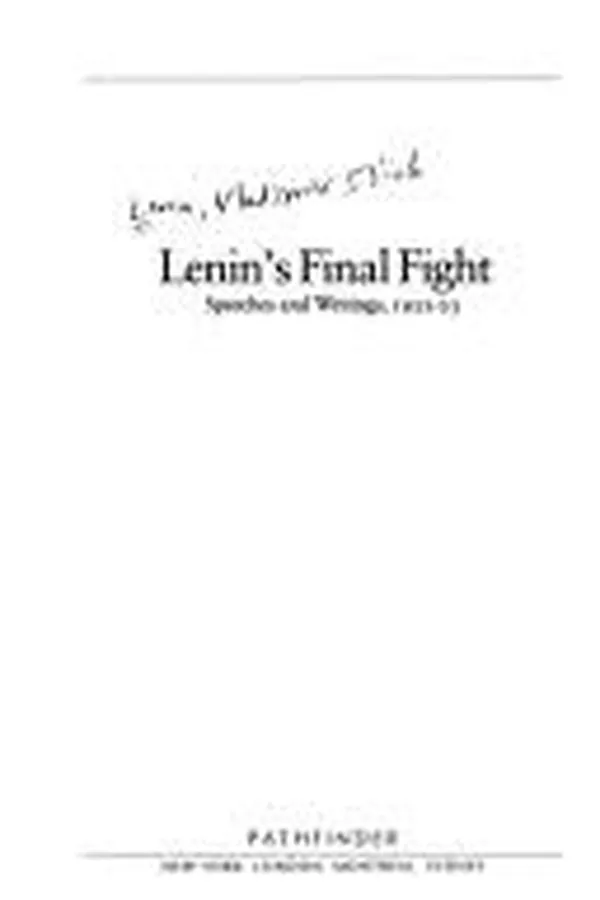 Capa de Lenin's final fight