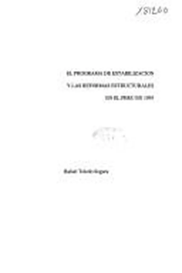 Capa de El programa de estabilización y las reformas estructurales en el Perú en 1993