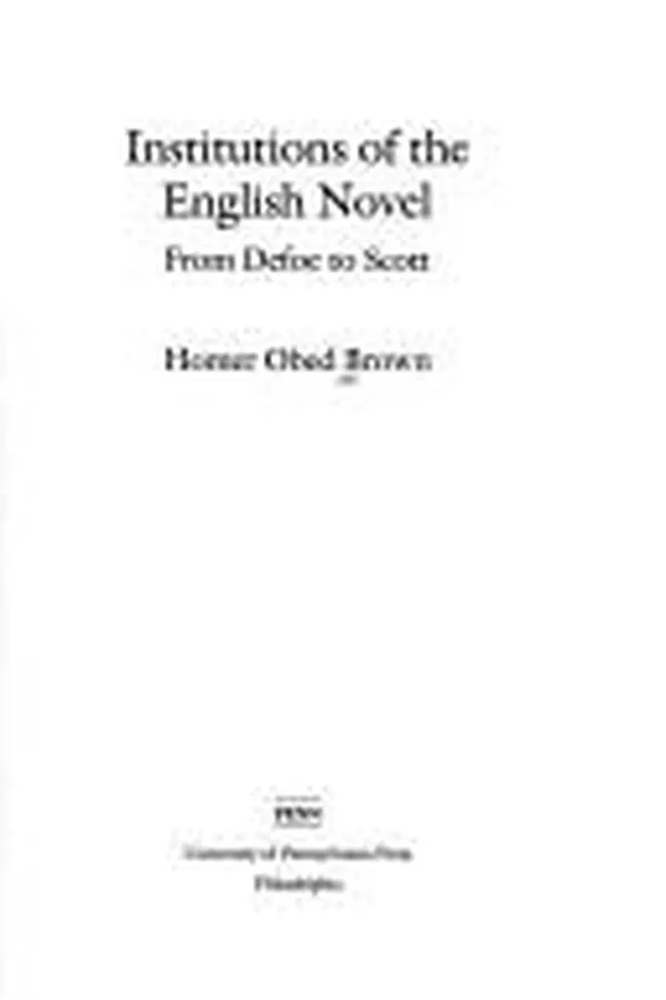 Capa de Institutions of the English novel from Defoe to Scott