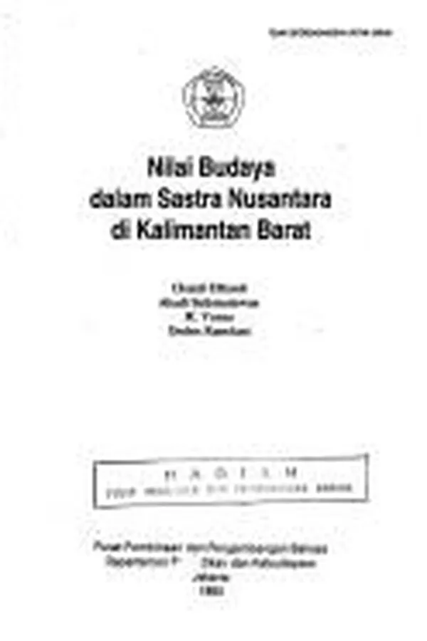 Capa de Nilai budaya dalam sastra Nusantara di Kalimantan Barat