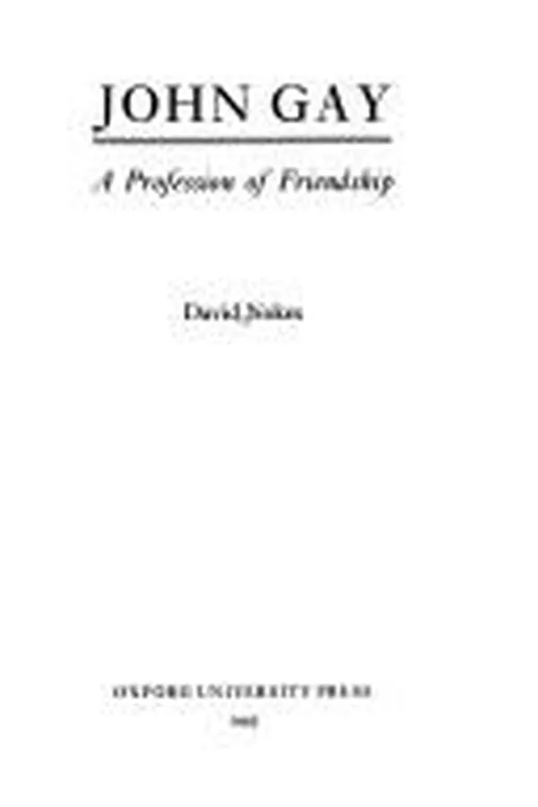 Capa de John Gay, a profession of friendship