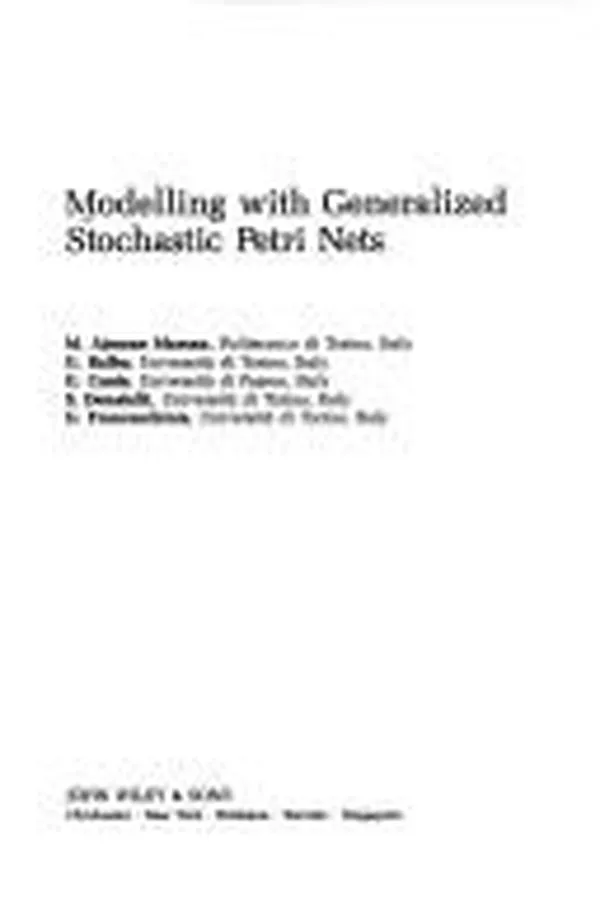 Cover of Modelling with generalized stochastic Petri nets