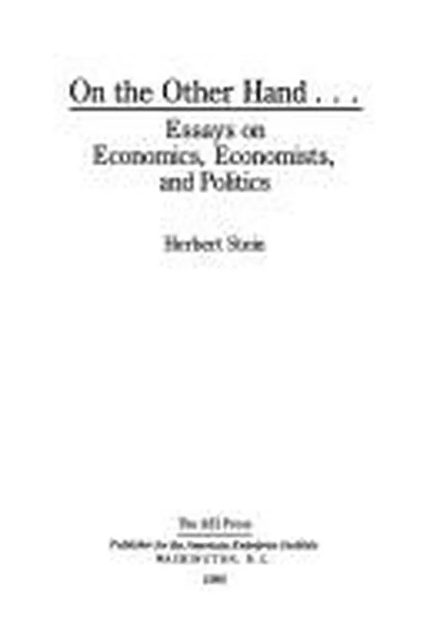Capa de On the other hand - essays on economics, economists, and politics