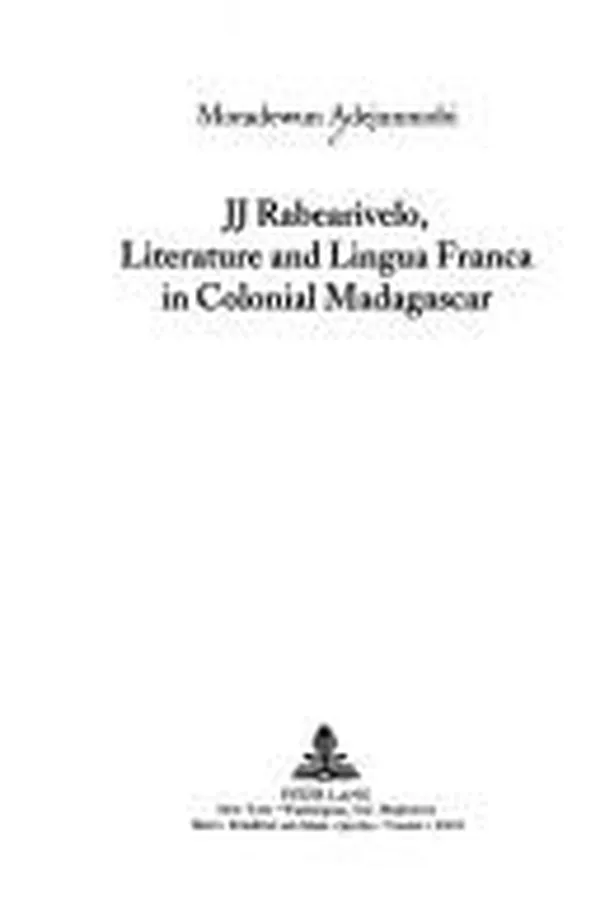 Capa de JJ Rabearivelo, literature, and lingua franca in colonial Madagascar