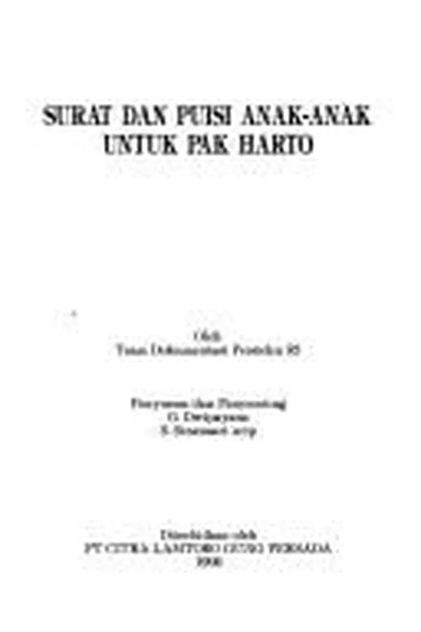 Capa de Surat dan puisi anak-anak untuk Pak Harto