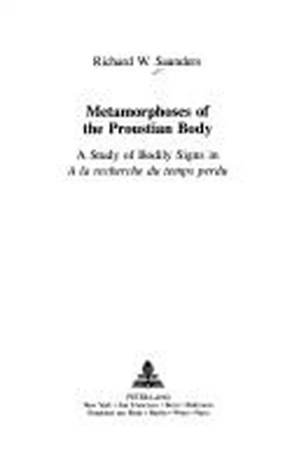 Capa de Metamorphoses of the Proustian body