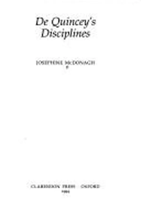 Capa de De Quincey's disciplines