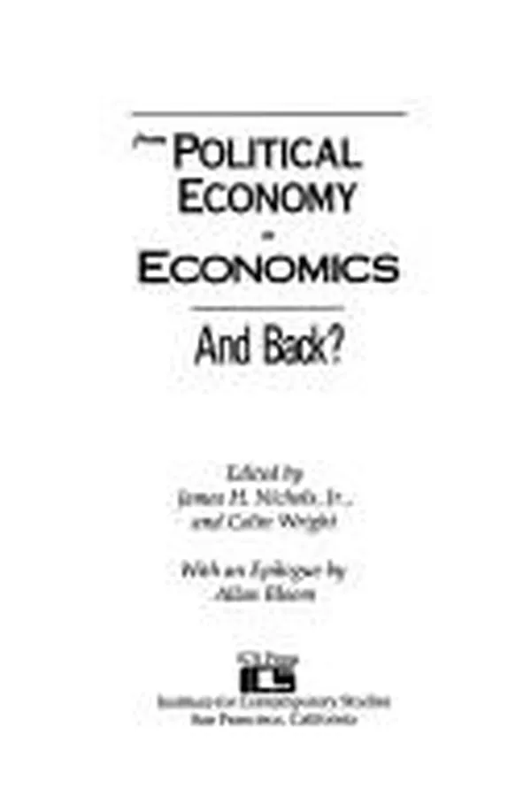 Capa de From political economy to economics-- and back?