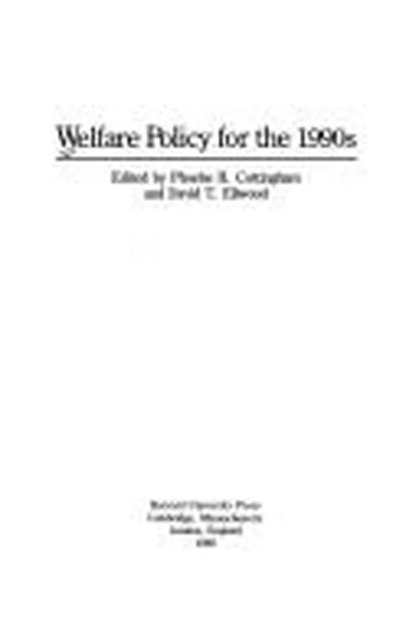 Capa de Welfare policy for the 1990s