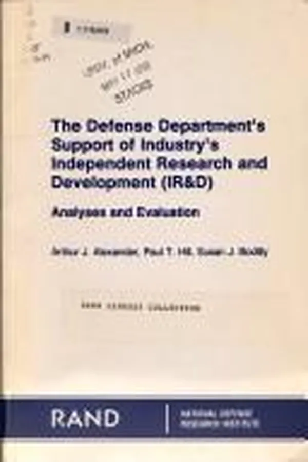 Capa de The Defense Department's support of industry's independent research and development (IR&D)